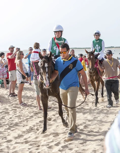 Sanlucar De Barrameda Beach Horse Racing 8 agosto 2013 — Foto Stock