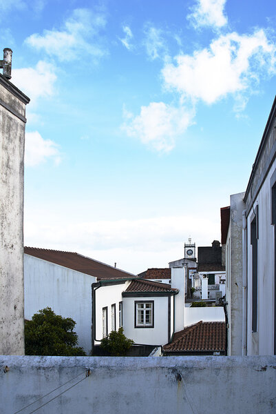 Sao miguel island, main town ponta delgada - view from a rooftop on a part of the old town