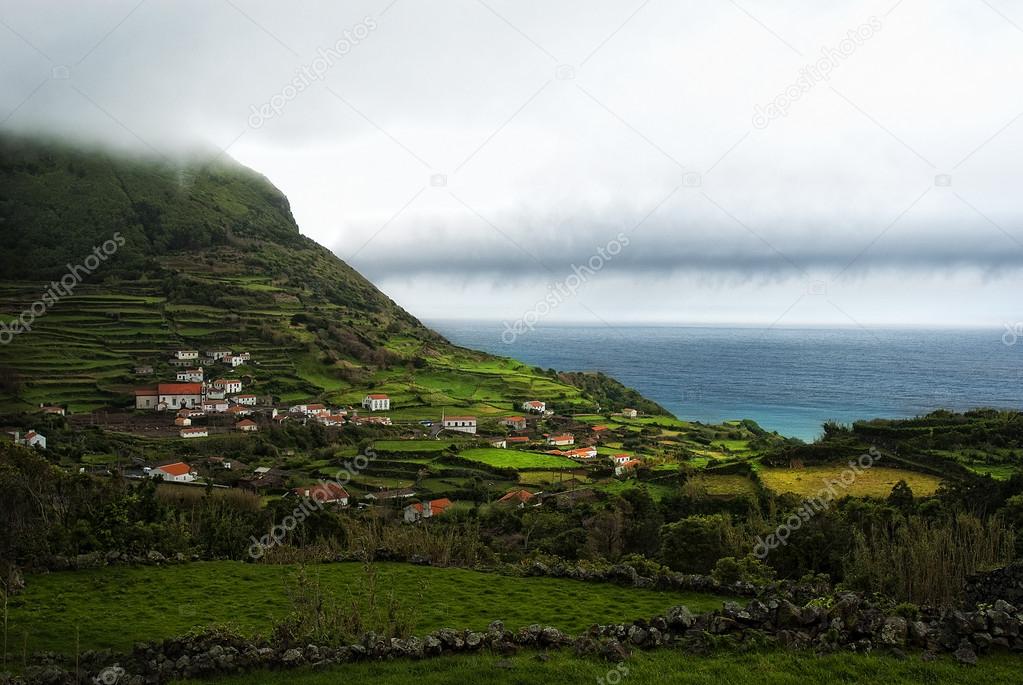 Cloudy mountains of flores acores islands