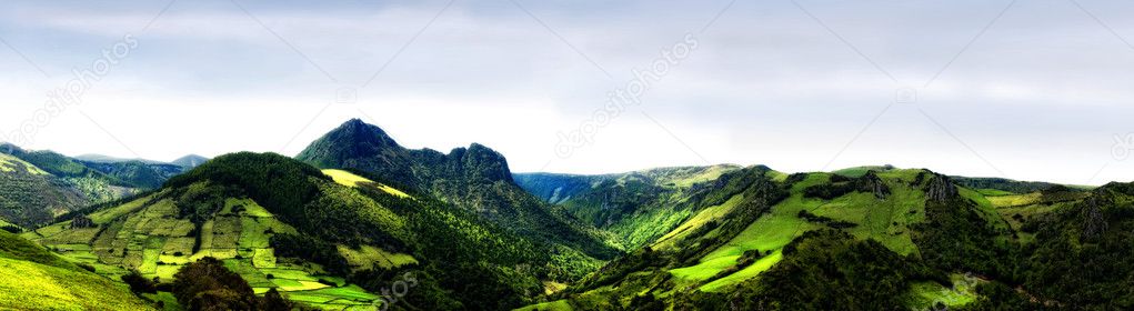 Acores panorama of flores island east coast