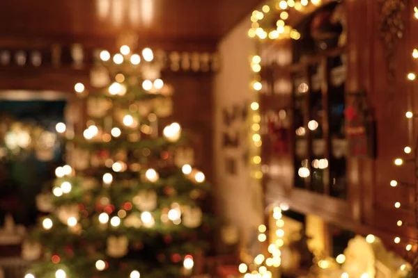 Blurry Christmas Room Scene Christmas Tree Led Illumination — ストック写真