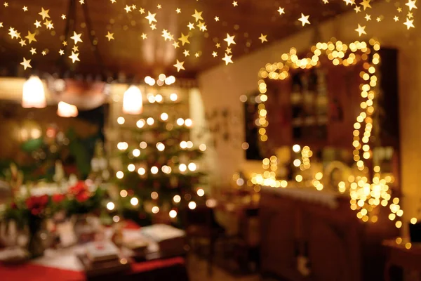Scène Salon Floue Avec Lumière Étoilée Pendant Période Noël — Photo