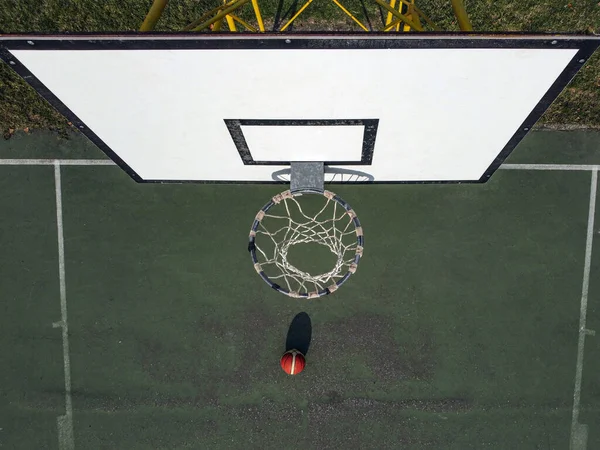 Basketbal Backboard Bal Drone View — Stockfoto