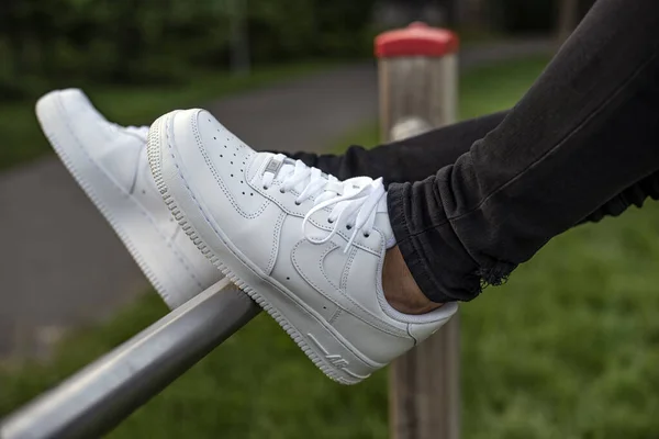 Milan Italy June 2019 Young Man Wearing Pair Nike Air — Stock Photo, Image