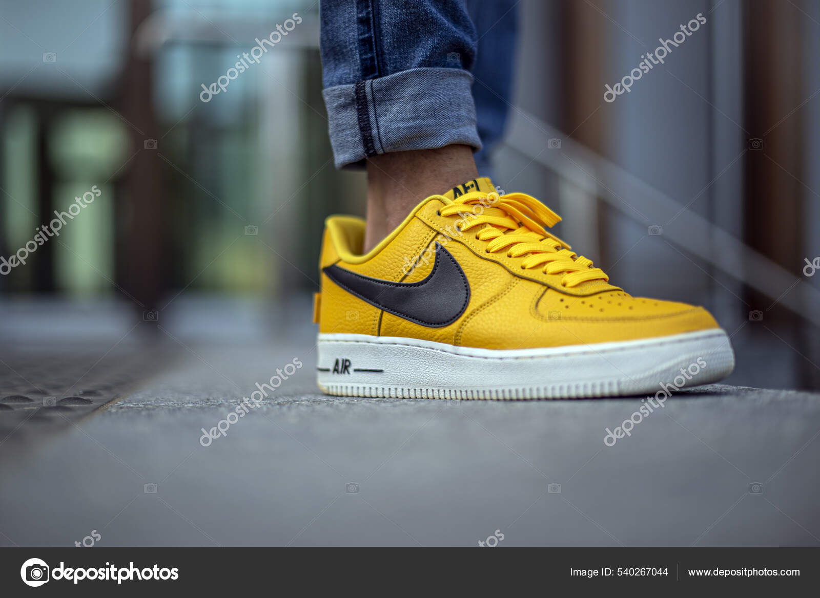 Nike Air Force One LV '07 Yellow Stock Photo