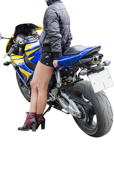 Girl with a motorcycle — Stock Photo, Image