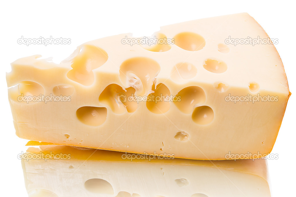 Maasdam cheese on white