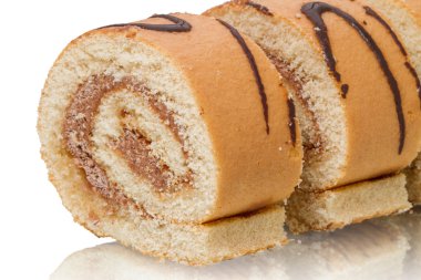 Cake roll yakın çekim dilimlenmiş