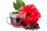 Piros virág és hibiszkusz forró tea