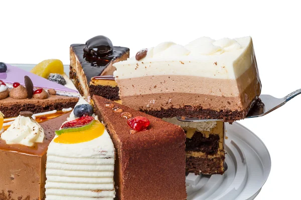 Pedaço de bolo de três camadas soufflé — Fotografia de Stock