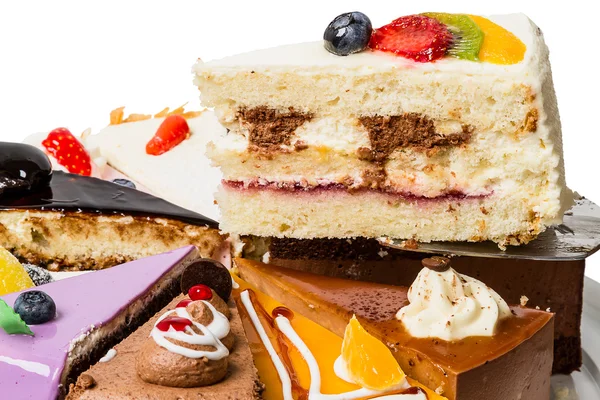 Stück Kuchen mit Obst in Nahaufnahme — Stockfoto