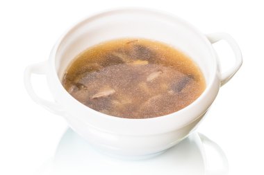 Beyaz kasede mantar çorbası