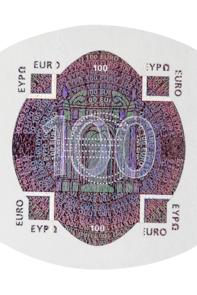 Sto euro Uwaga hologramem — Zdjęcie stockowe