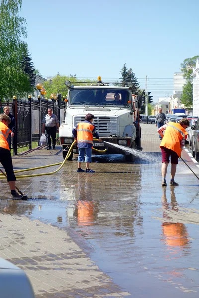 Wassen van de stad stoep — Stockfoto