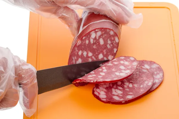 Cut smoked sausage — Stock Photo, Image