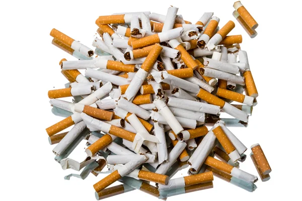 Montón de cigarrillos rotos vista superior — Foto de Stock
