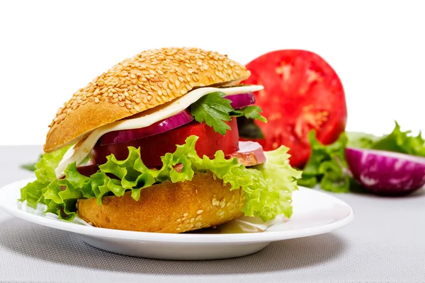 Sandwich and tomato — Stock Photo, Image