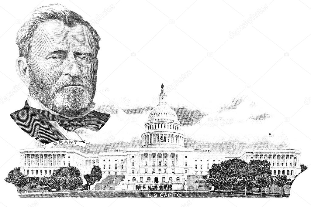 Gravure of Ulysses S. Grant and Capitol