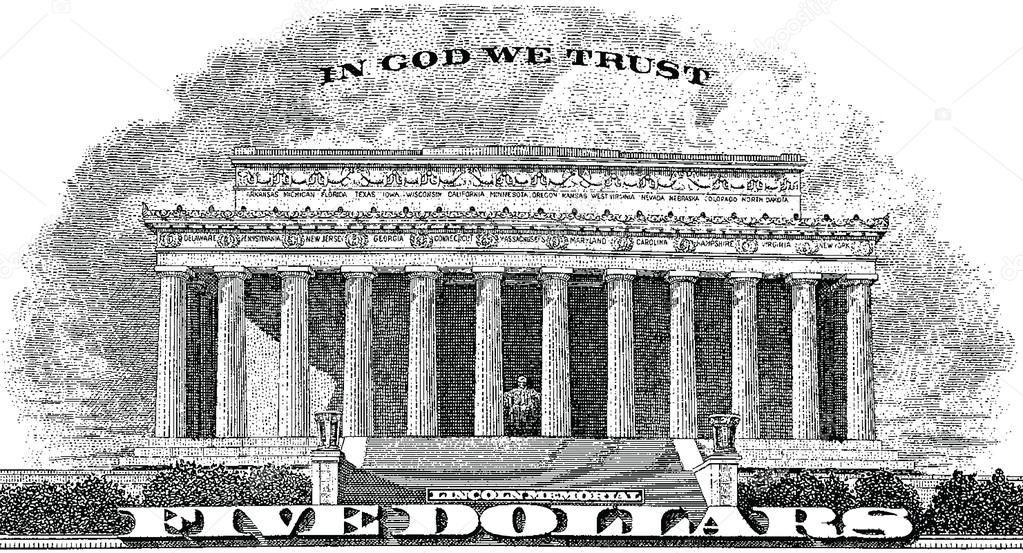 Lincoln Memorial In God We Trust (vector)
