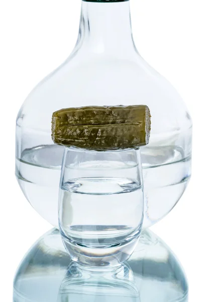 Wodka en ingemaakte komkommer — Stockfoto