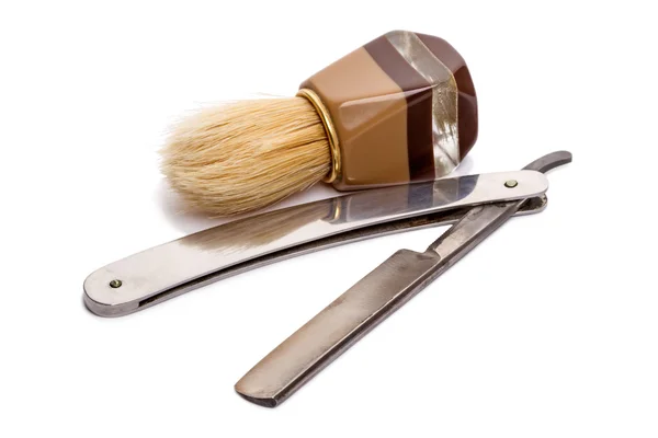 Shaving Brush and Straight Razor (classic) — Stock Photo, Image