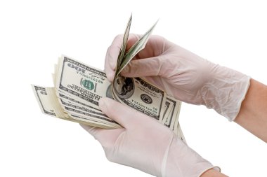 eldivenli elleri ve dolar