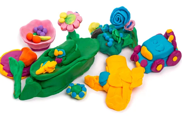 Kids crafts made of modeling clay — Stock Photo, Image