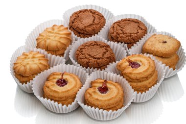 bir kağıt vazoda yuvarlak kurabiye