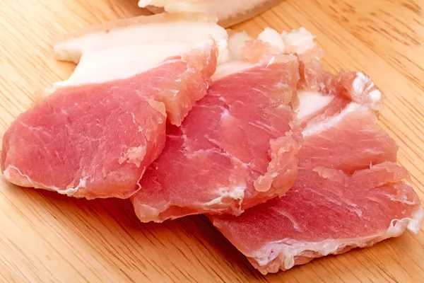 Salty bacon slices — Stock Photo, Image