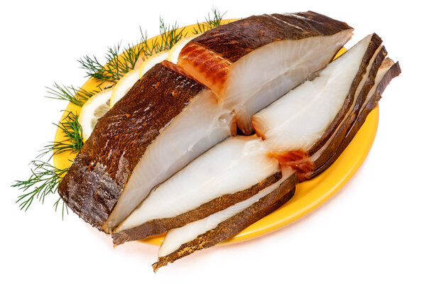 Курящий палтус с лимоном
  