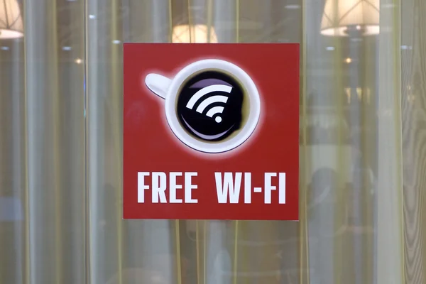 Παράθυρο café, με δωρεάν wi-fi. — Φωτογραφία Αρχείου