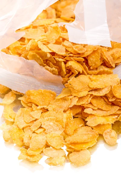 Crispy corn flakes  from a package — Stock Photo, Image