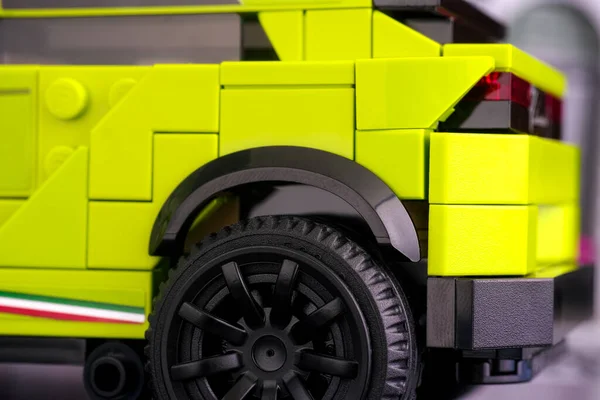 Tambov Russian Federation June 2020 Close Back Wheel Lego Lamborghini — Stock Photo, Image