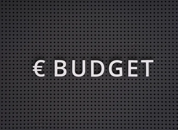 Word Budget Con Símbolo Del Euro Deletreado Con Letras Blancas —  Fotos de Stock