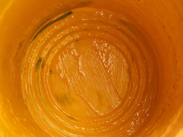 Close Empty Bucket Yellow Paint Stock Picture