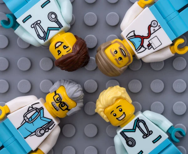 Tambow Russische Föderation Februar 2022 Vier Lego Doktor Minifiguren Auf — Stockfoto