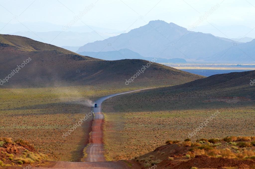Track on road in the Mongolia