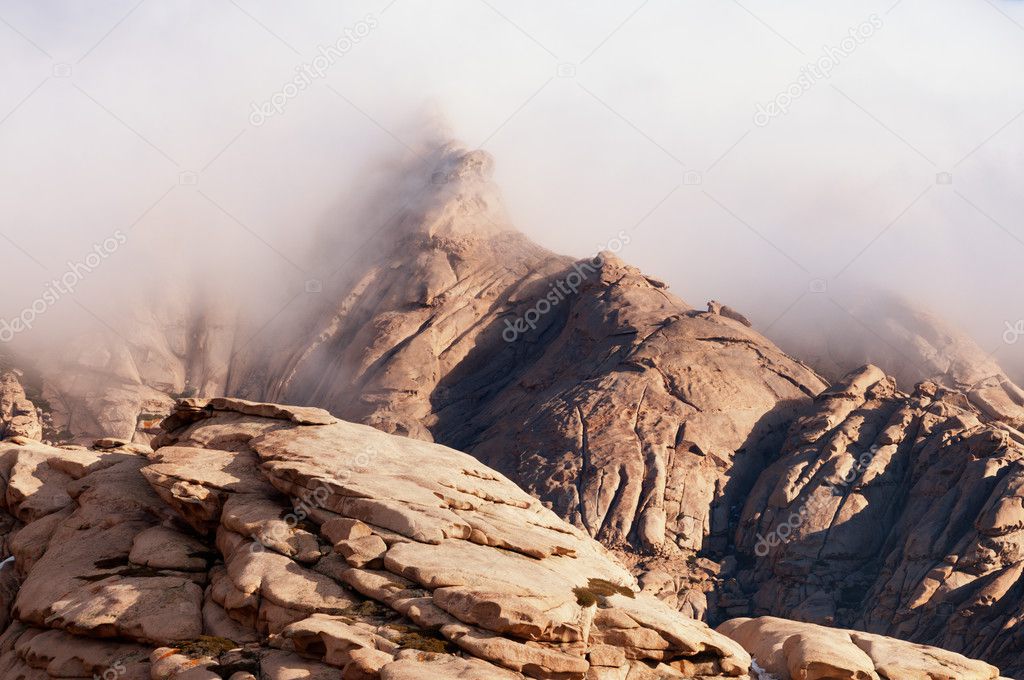 Clouds in desert mountains