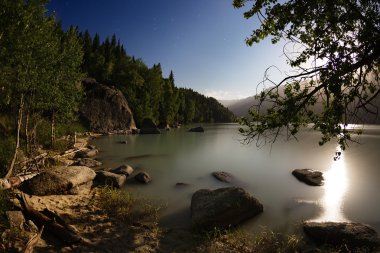 Dolunay ışığında gece manzarası