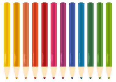 renkli pastel boya kalemi set üzerinde beyaz izole
