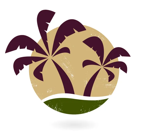 Silhouette de palmier vintage isolée sur blanc — Image vectorielle