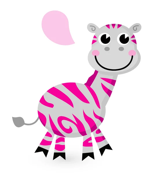 Sevimli pembe zebra beyaz izole — Stok Vektör