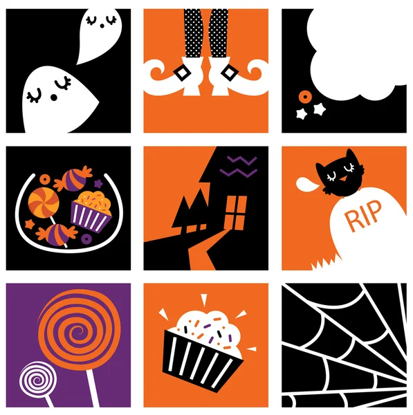 Nine halloween square icons collection — Stock Vector