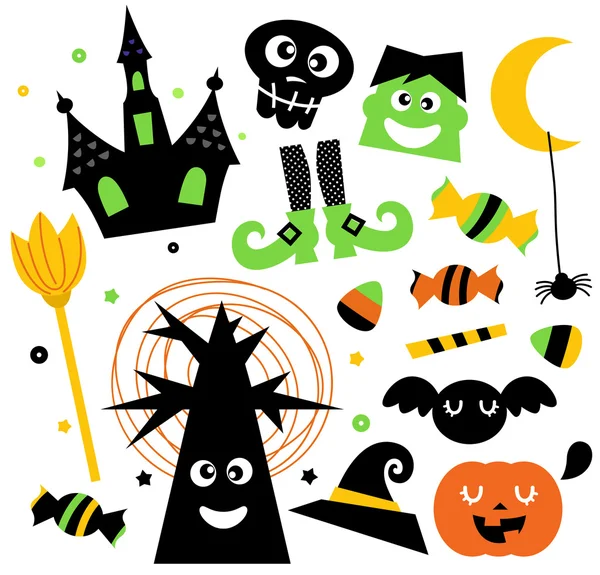 Halloween-elem beállítása a elszigetelt fehér — Stock Vector