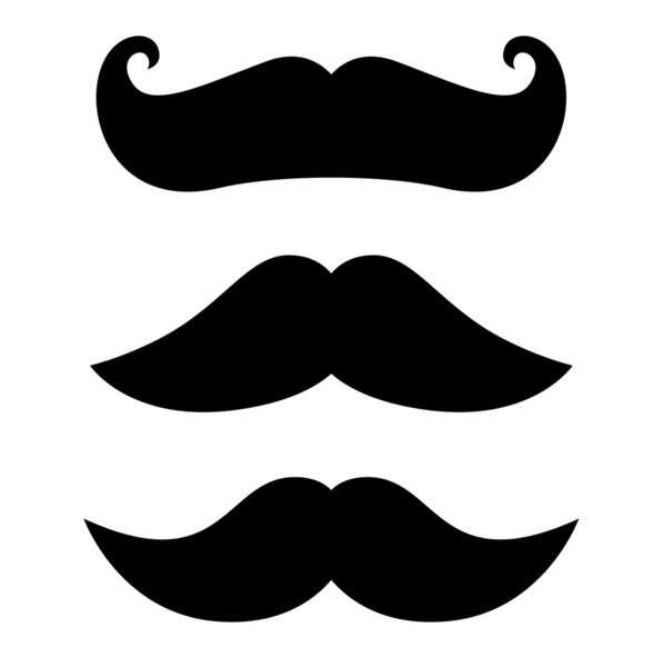 Retro black Mustache set isolated on white