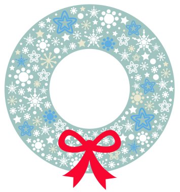 Noel çelenk şerit üzerinde beyaz izole ile