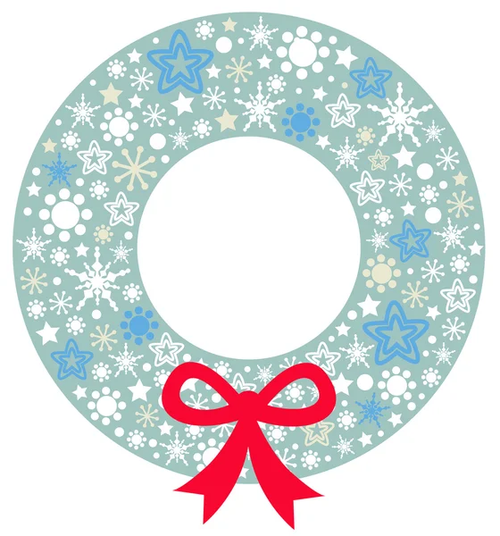 Christmas wreath with ribbon isolated on white — Stock Vector