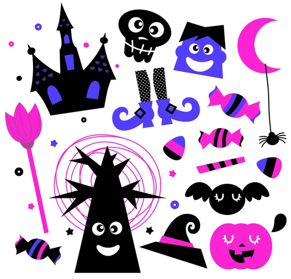 Set de elementos Halloween aislados en blanco — Vector de stock