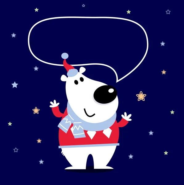 Urso polar bonito dos desenhos animados com bolha falando —  Vetores de Stock