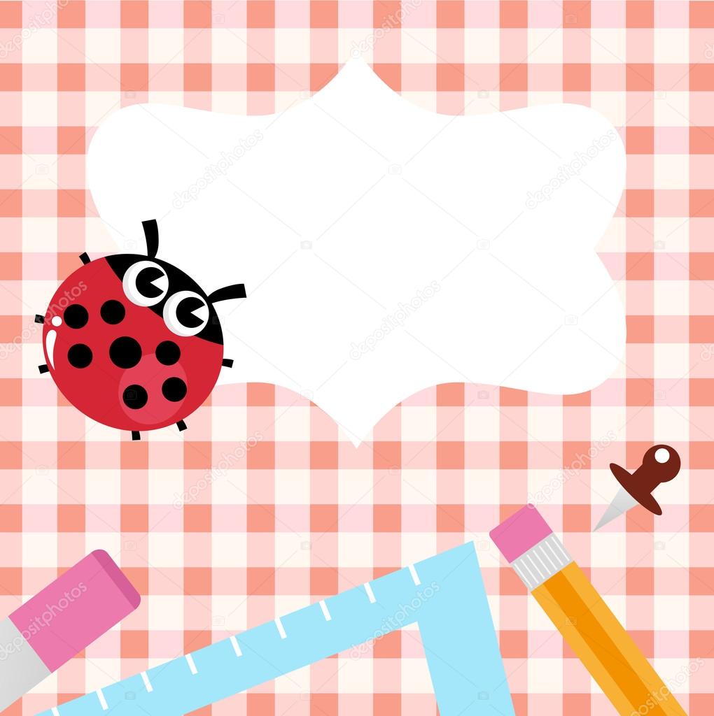 School blank banner with Ladybug and accessories Stock Vector For Blank Ladybug Template